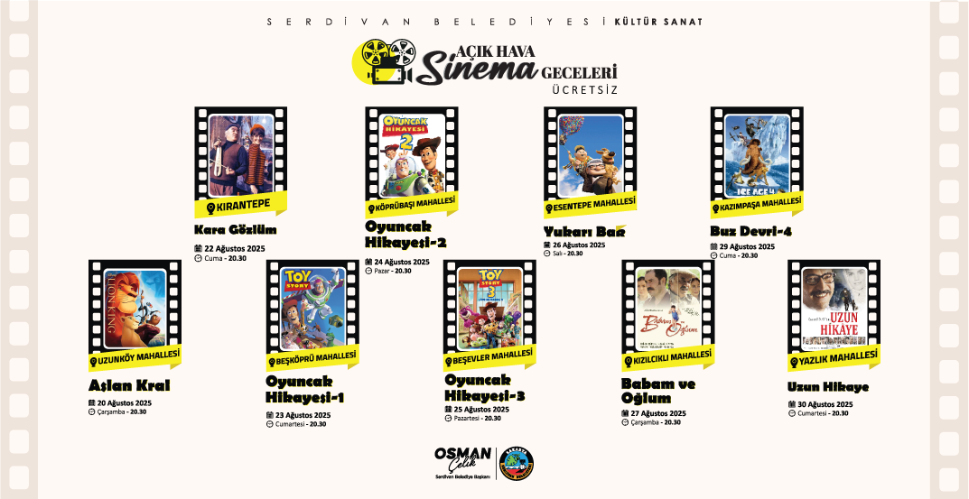  Serdivan’da Yaz Akşamları Sinema ile Güzelleşiyor!
